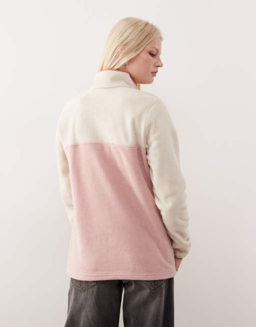 Columbia Benton Springs 1/2 snap pull over fleece in beige and pink