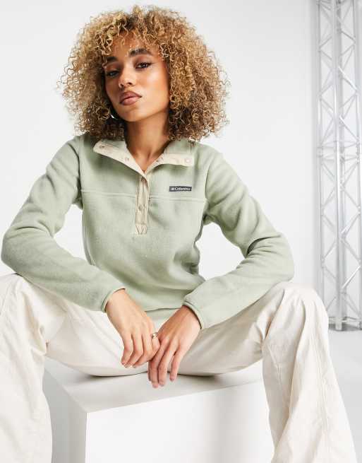 Columbia – Benton Springs – Bluza polarowa w kolorze khaki z zapięciem na zatrzaski pod szyją – tylko w ASOS