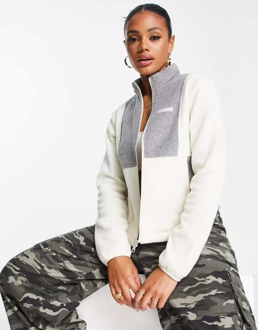 Columbia – Benton Springs – Colourblock-Fleecejacke in Creme und Grau mit Reißverschluss