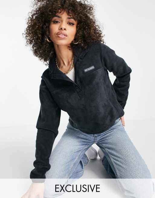 Columbia Glacial Cropped fleece in black Exclusive at ASOS