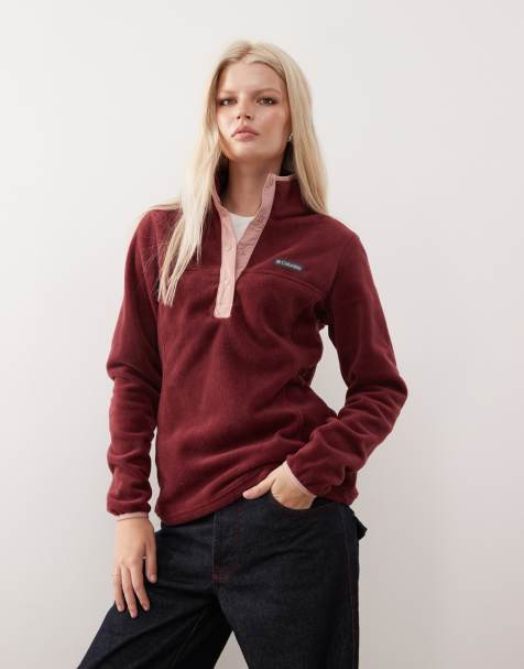 Columbia - Benton Springs - Fleece met 1/2 drukknoopsluiting in bordeauxrood - view 1