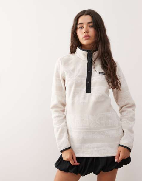 Columbia - Benton Springs - Fleece met 1/2 knoopbies en print inbeigegrijs - view 1