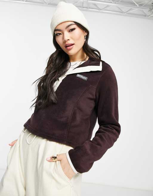 Columbia – Benton Springs – Fleece-Oberteil in Lila mit kurzem Schnitt und halber Druckknopfleiste, exklusiv bei ASOS