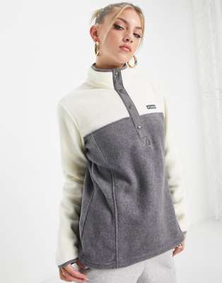 Columbia - Benton Springs - Fleece-Pullover in Grau mit kurzer 1/2-Druckknopfleiste