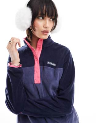 Columbia - Benton Springs - Fleece-Pullover in Marineblau mit kurzer Druckknopfleiste