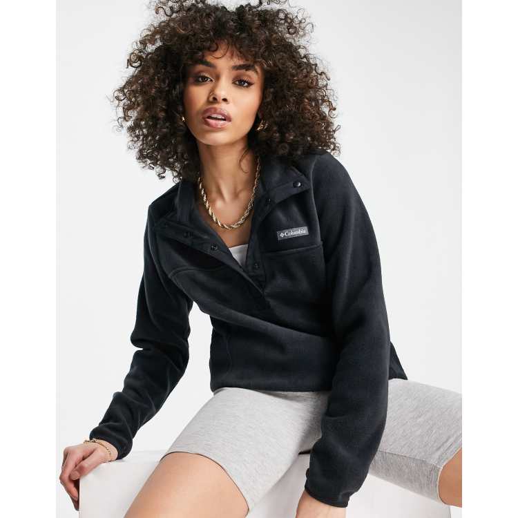 Columbia Benton Springs half button snap fleece in black ASOS