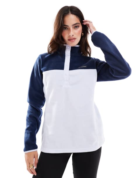 Columbia - Benton Springs II - Pile con abbottonatura parziale a pressione blu navy e bianco - view 1
