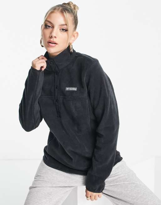 Columbia - Benton Springs - Sort fleece med 1/2 knapstolpe med trykknapper
