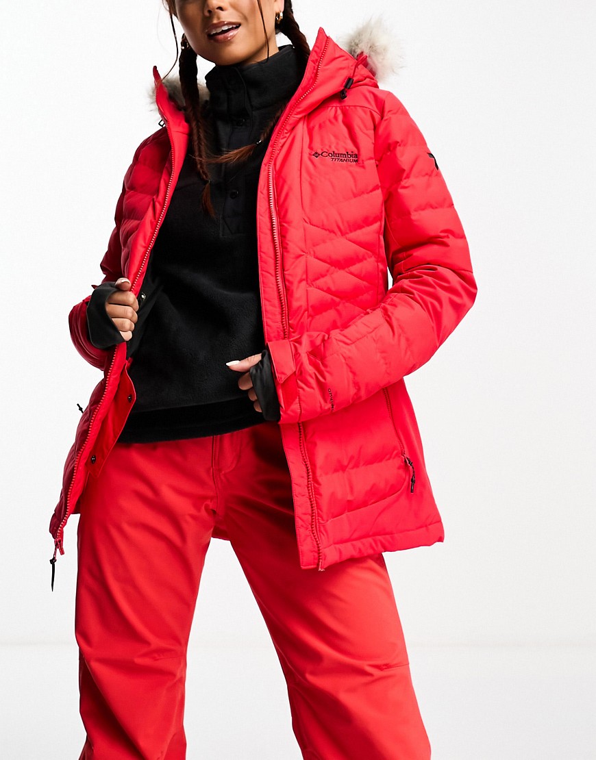 Columbia Bird Mountain II insulated ski jacket in red-White