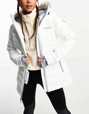 Columbia Columbia Bird Mountain II insulated ski jacket in white-Red