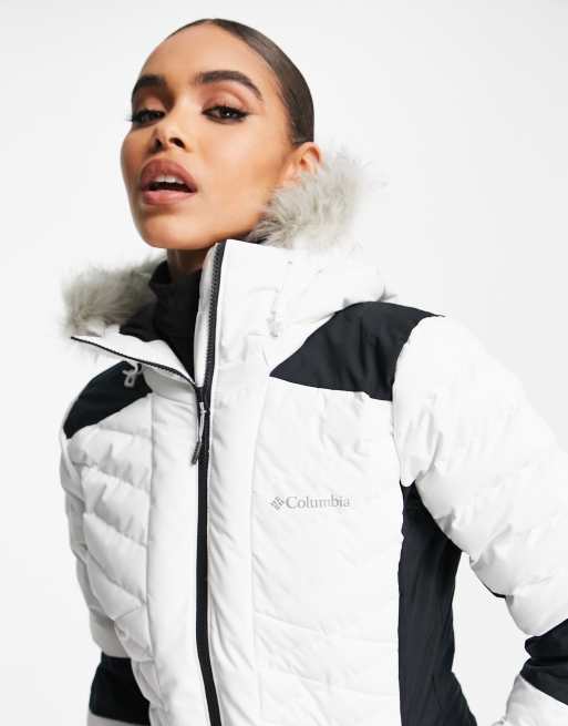 Columbia Bird Mountain insulated ski jacket in white/black