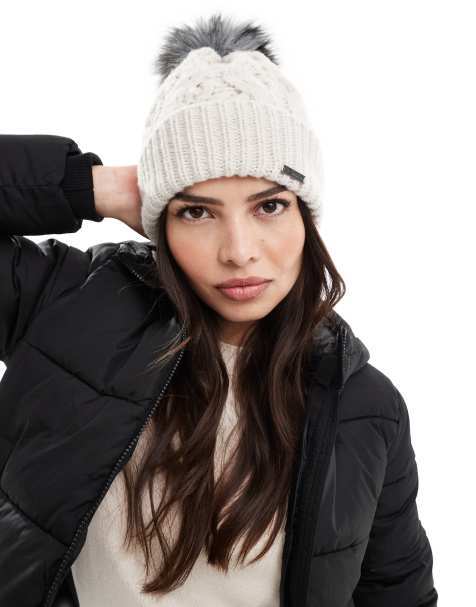Columbia - Boundless Days - Berretto in maglia a trecce color pietra scuro con pompon - view 1