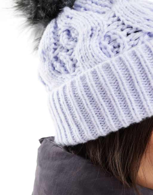 Columbia – Boundless Days – Gestrickte Bommelmütze in Schneetreiben-Lila mit Zopfmuster, 2 von 4