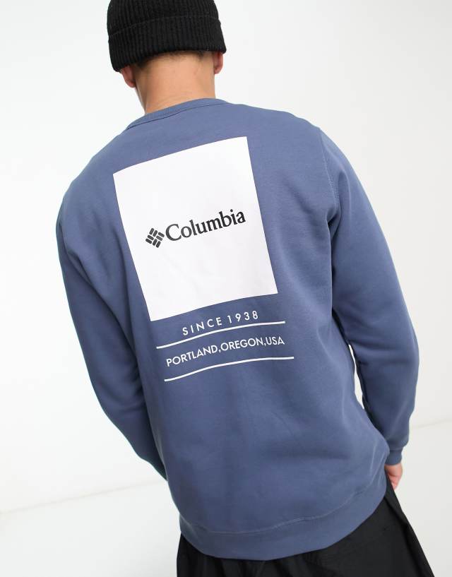 Columbia box logo crew neck sweat in navy blue