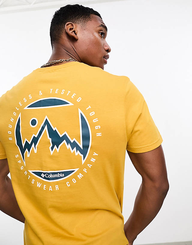 Columbia - brice creek t-shirt in yellow exclusive to asos