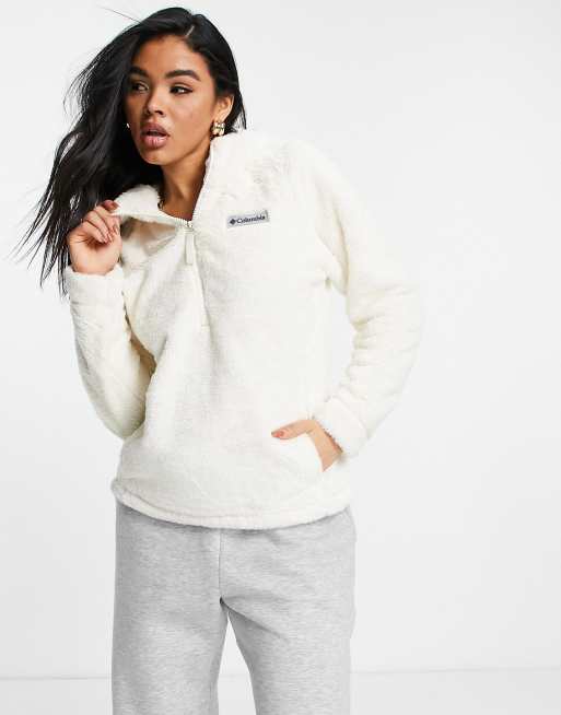 Columbia Bundle Up 1/2 zip hoodie in cream | ASOS