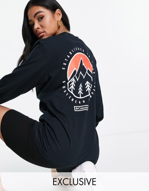 Columbia - Cades Cove - T-shirt a maniche lunghe nera con stampa sul retro - In esclusiva per ASOS