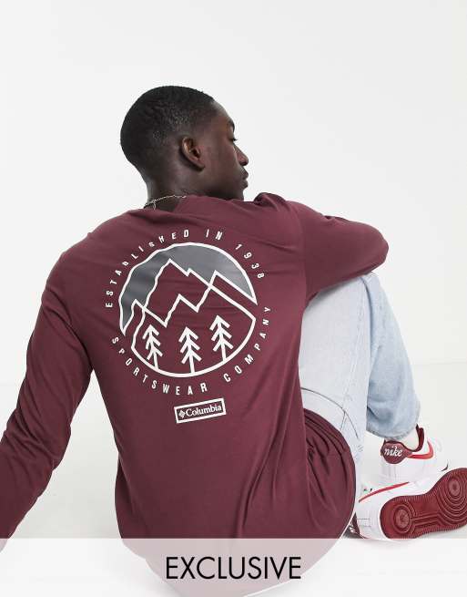 Columbia - Cades Cove - T-shirt met lange mouwen in bordeauxrood, exclusief bij ASOS 