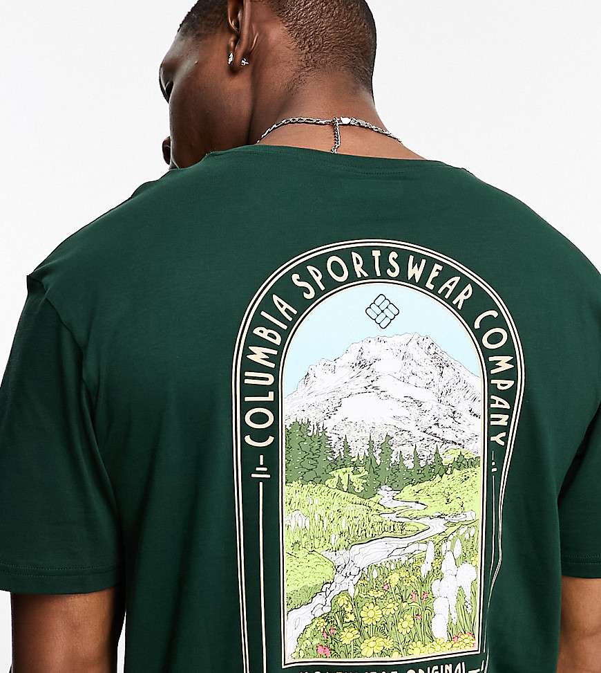 Columbia Cavalry Trail back graphic t-shirt in dark green Exclusive to ASOS