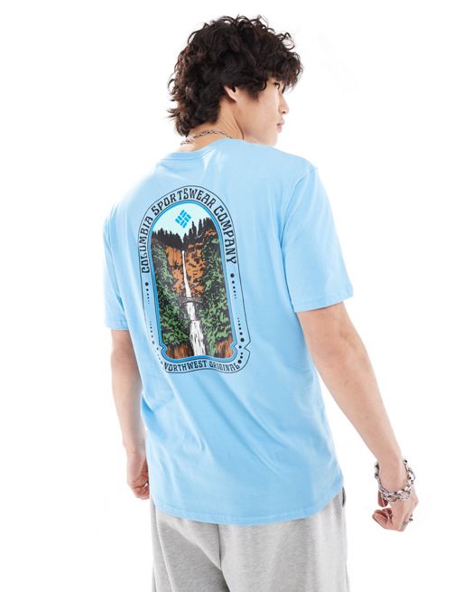 Columbia Cavalry trail back print t-shirt in blue