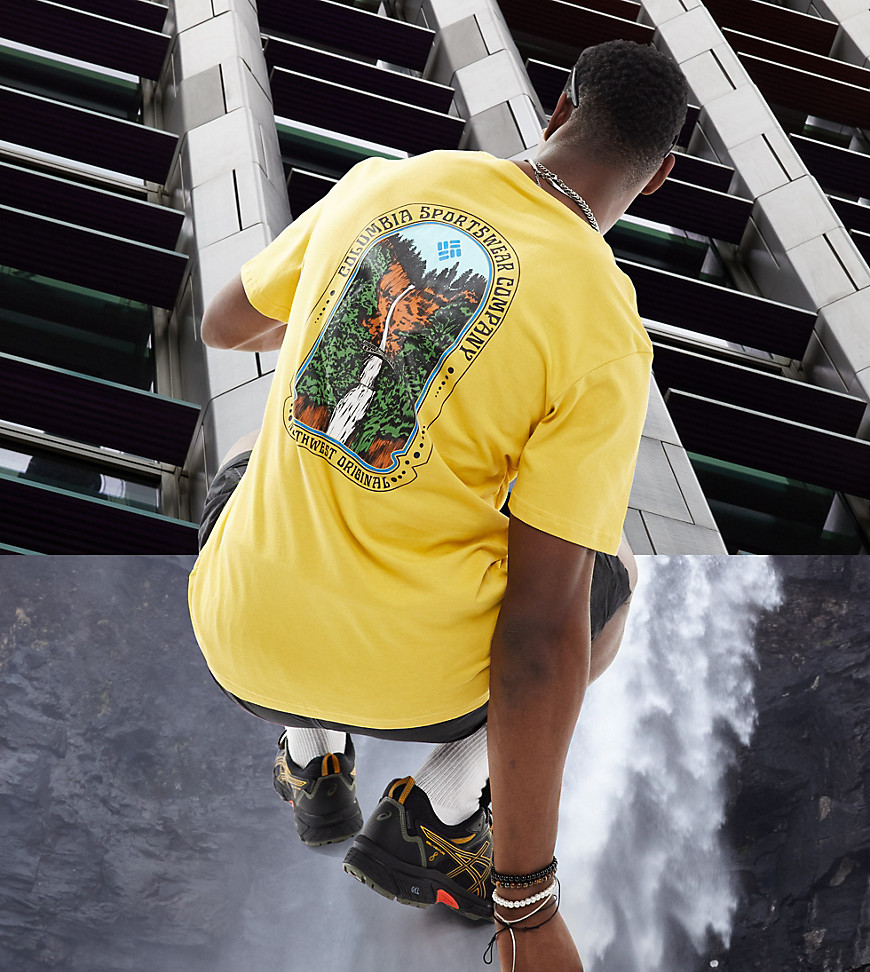 Columbia Cavalry Trail back print t-shirt in yellow Exclusive at ASOS