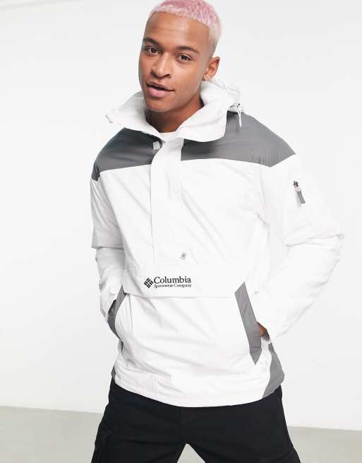 Columbia Challenger insulated overhead jacket in grey and white