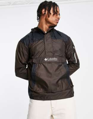 Columbia Challenger overhead windbreaker in brown and black