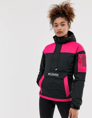 pink and black columbia jacket