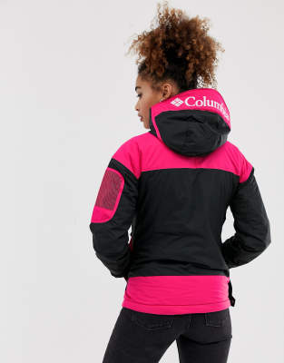 columbia challenger pullover windbreaker in pink