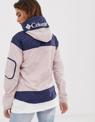 columbia challenger pullover windbreaker in pink