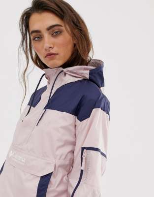 columbia challenger pullover windbreaker in pink