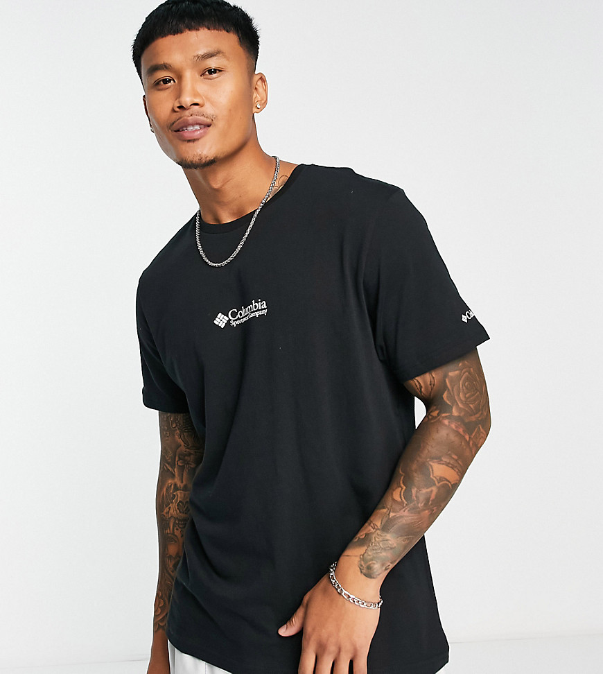 Columbia chest logo t-shirt in black exclusive to ASOS