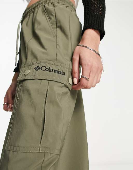 Kendindza Pantalon de jogging cargo en coton et poches pour femme, kaki, S