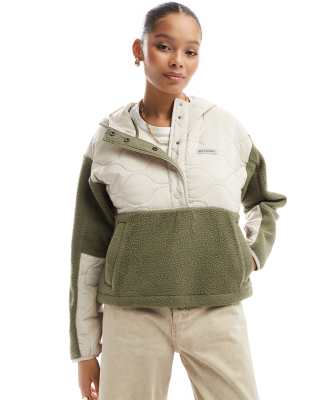 Cloud Point hooded fleece in dark stone and stone green