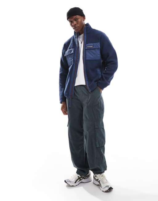 服/ファッション Columbia MEN'S XL Columbia colourblock pebbled full zip fleece in collegiate navy | ASOS