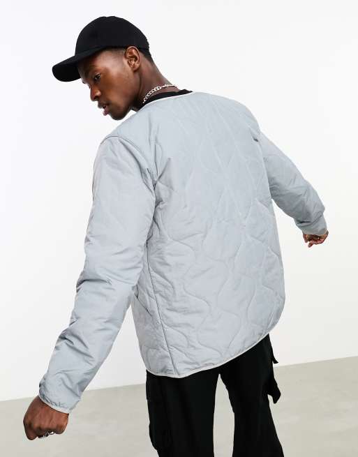 Columbia crinkle fabric quilted liner jacket in grey | ASOS