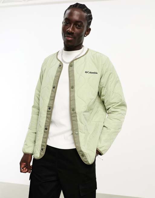 Columbia crinkle fabric quilted liner jacket in khaki ASOS