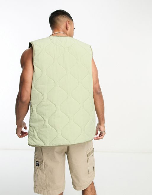 Columbia crinkle fabric quilted liner vest in khaki
