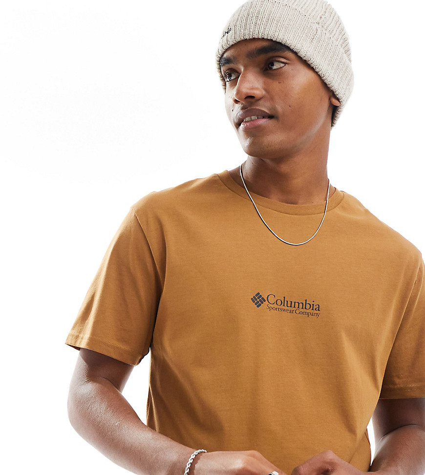 Columbia CSC basic chest logo t-shirt in brown Exclusive to ASOS