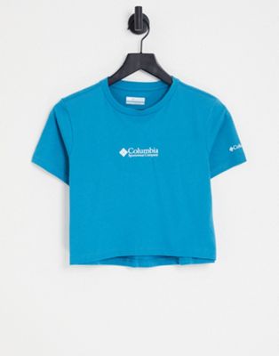 Columbia CSC Basic Logo cropped t-shirt in blue  | ASOS