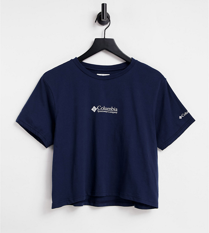 Columbia CSC Basic Logo cropped t-shirt in navy Exclusive at ASOS