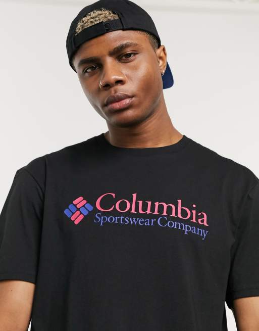 Columbia CSC basic logo t-shirt in black/pink, 3 of 4