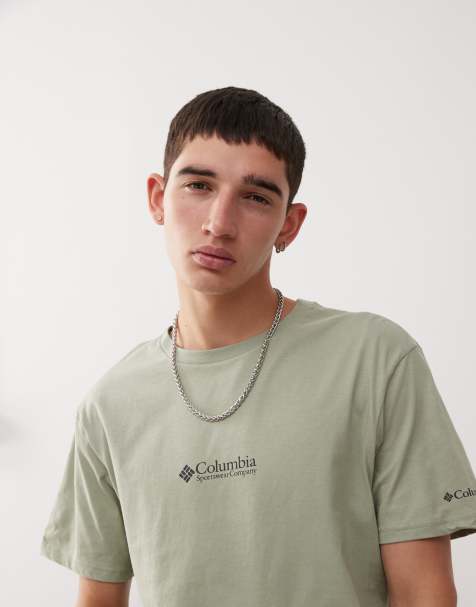 Columbia – CSC Basic – T-shirt z krótkim rękawem i logo w kolorze khaki - view 1