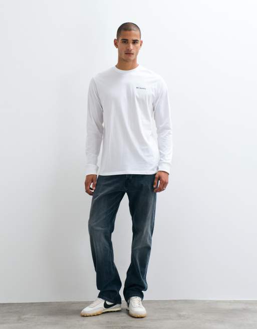 Columbia CSC Grafik-T-Shirt mit Struktur und langen Ärmeln in Weiß, 5 von 5