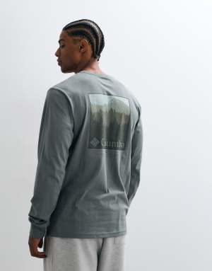 Columbia CSC graphic textured scene long sleeve t-shirt in sage