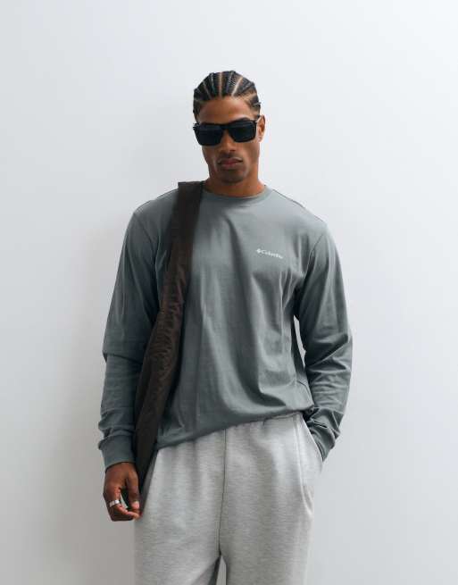 Columbia CSC graphic textured scene long sleeve t-shirt in sage, 2 of 5