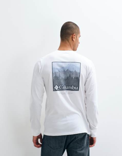 Columbia CSC graphic textured scene T-shirt met lange mouwen in wit - view 1