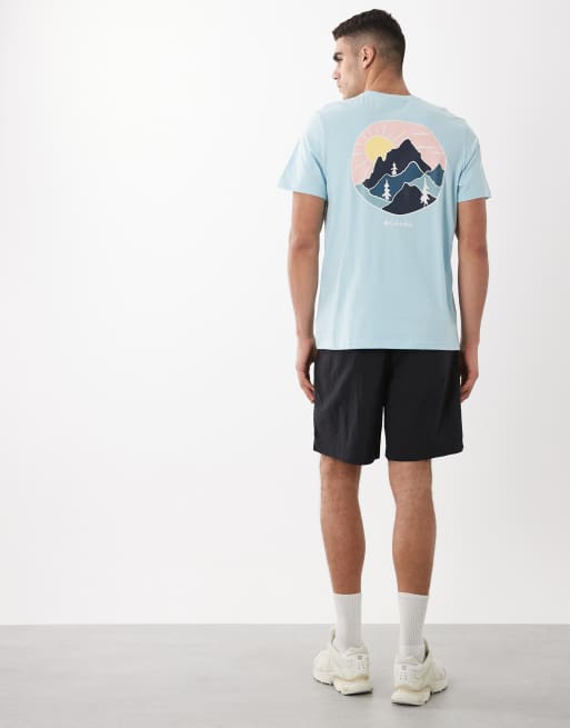 Columbia – CSC – Jasnoniebieski T-shirt z grafiką na plecach, 5 z 5