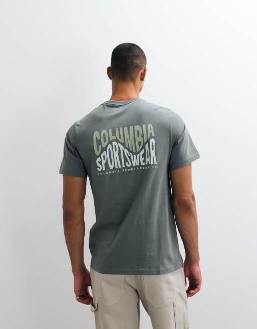 Columbia CSC Outdoor wavy peaks graphic t-shirt in green, 4 of 5