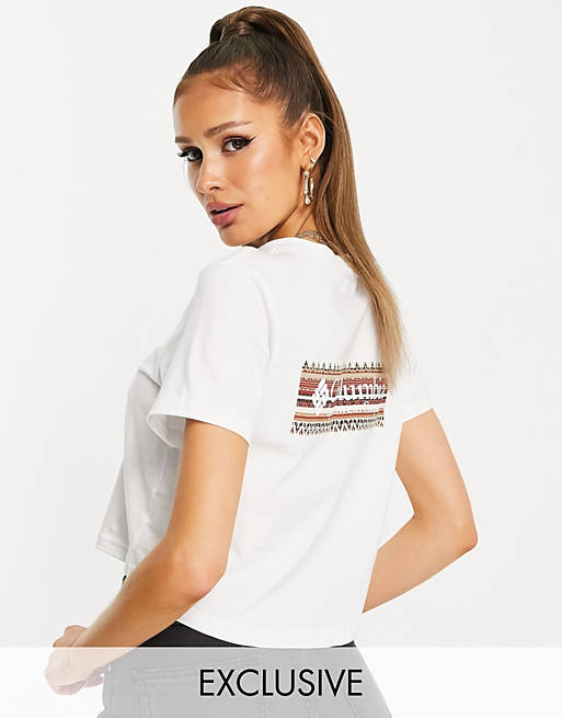 Columbia CSC River back print t-shirt in white Exclusive at ASOS